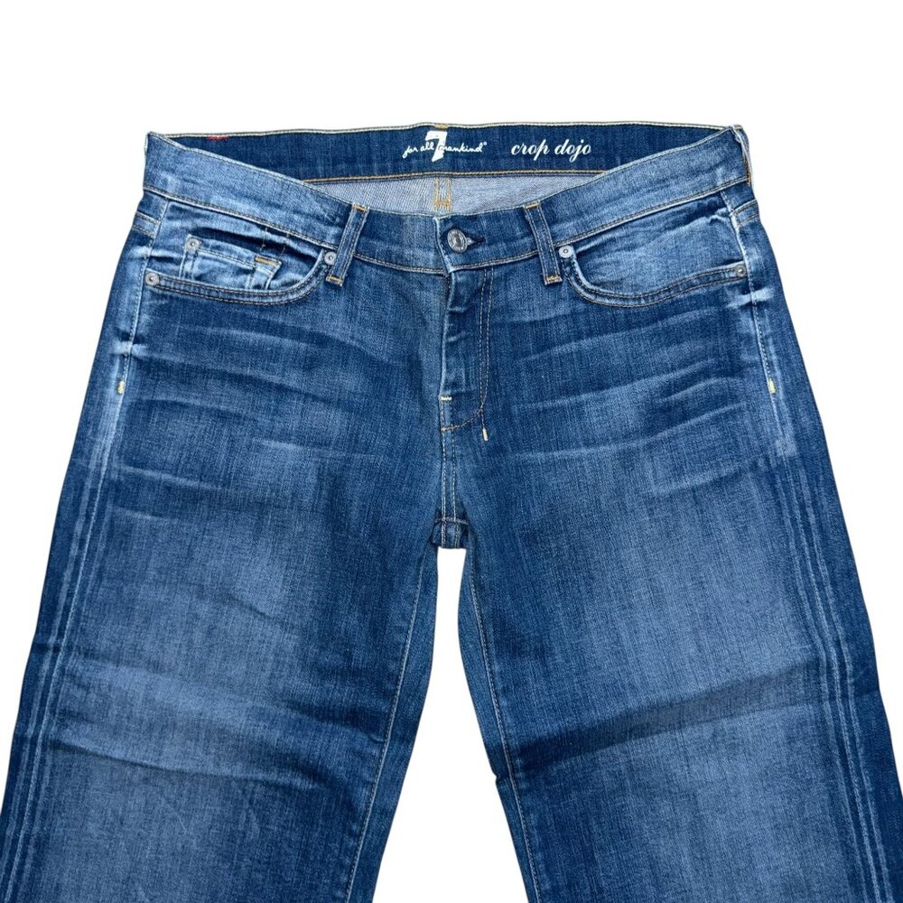 7 For All Mankind 7FAM Crop Dojo Womens Jeans 32 21 Medium Wash Embroidered - Picture 3 of 8